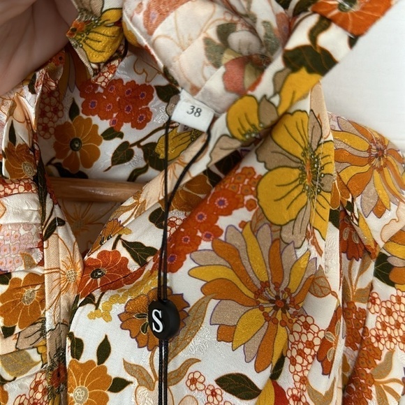 SANDRO PARIS floral long sleeve mini dress 38/Small NWT - Picture 13 of 13